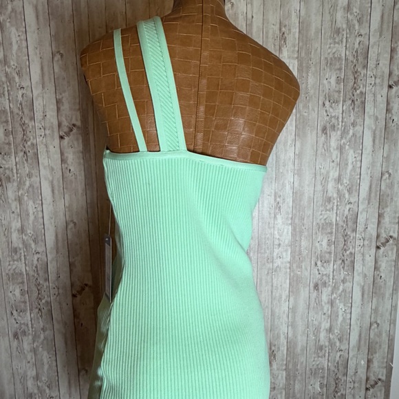 NWT Bebe One-Shoulder Green Ash Bandage Dress - Picture 7 of 9